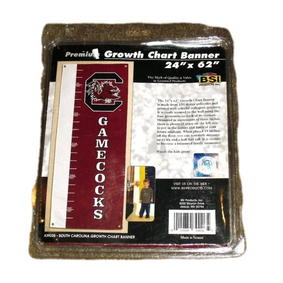 South Carolina Gamecocks Kids Growth Chart Banner 24x62 New Ncaa - Picture 2 of 2